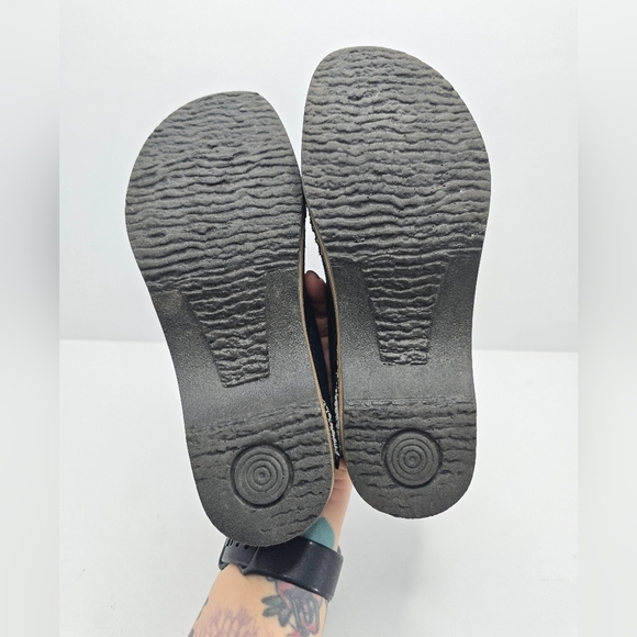 Vintage | Bohemian navy green plaid CottageCore platform clogs shoes | WMS 5.5 - Picture 14 of 14